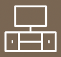 Simple brown and white geometric icon resembling a cabinet.