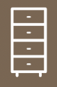 A simple white four-drawer cabinet on a brown background.